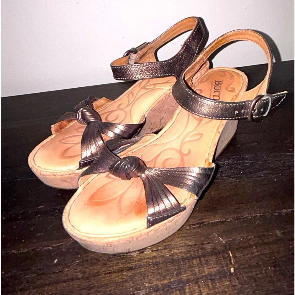 Born Metallic Brown Wedge Sandals